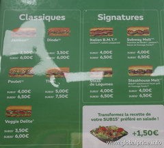 Fast food in Paris, subway sandwiches